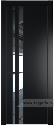 Дверь со стеклом ProfilDoors 20PA Зеркало с профилем Черный матовый RAL9005 (Блэк)