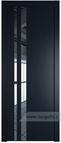 Дверь со стеклом ProfilDoors 20PA Зеркало с профилем Черный матовый RAL9005 (Нэви Блу (RAL 7016))