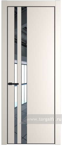Дверь со стеклом ProfilDoors 20PA Зеркало с профилем Черный матовый RAL9005 (Перламутр белый)