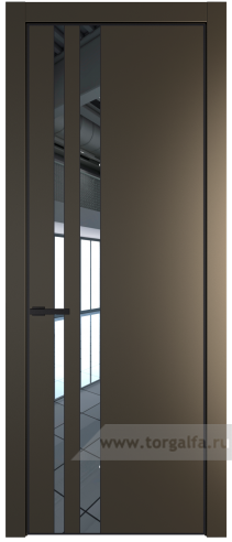 Дверь со стеклом ProfilDoors 20PA Зеркало с профилем Черный матовый RAL9005 (Перламутр бронза)