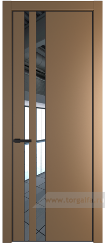 Дверь со стеклом ProfilDoors 20PA Зеркало с профилем Черный матовый RAL9005 (Перламутр золото)