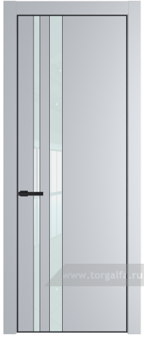 Дверь со стеклом ProfilDoors 20PA Lacobel Белый лак с профилем Черный матовый RAL9005 (Лайт Грей (RAL 870-01))