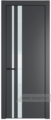 Дверь со стеклом ProfilDoors 20PA Lacobel Белый лак с профилем Черный матовый RAL9005 (Графит (Pantone 425С))
