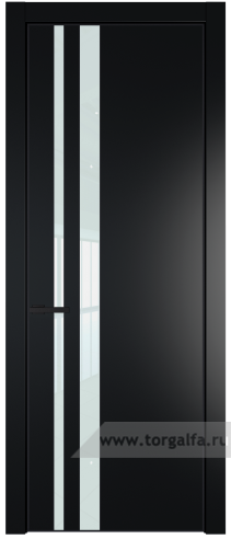Дверь со стеклом ProfilDoors 20PA Lacobel Белый лак с профилем Черный матовый RAL9005 (Блэк)