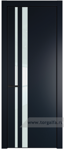 Дверь со стеклом ProfilDoors 20PA Lacobel Белый лак с профилем Черный матовый RAL9005 (Нэви Блу (RAL 7016))