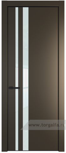 Дверь со стеклом ProfilDoors 20PA Lacobel Белый лак с профилем Черный матовый RAL9005 (Перламутр бронза)
