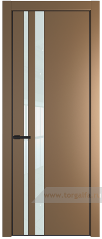 Дверь со стеклом ProfilDoors 20PA Lacobel Белый лак с профилем Черный матовый RAL9005 (Перламутр золото)