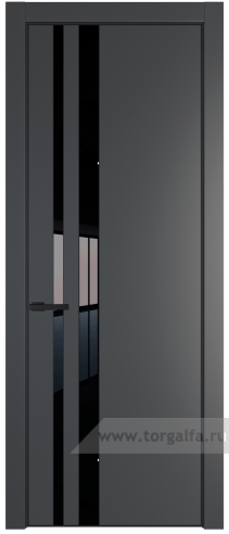 Дверь со стеклом ProfilDoors 20PA Lacobel Черный лак с профилем Черный матовый RAL9005 (Графит (Pantone 425С))