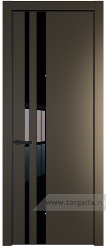 Дверь со стеклом ProfilDoors 20PA Lacobel Черный лак с профилем Черный матовый RAL9005 (Перламутр бронза)