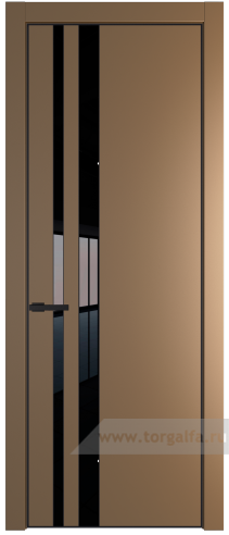 Дверь со стеклом ProfilDoors 20PA Lacobel Черный лак с профилем Черный матовый RAL9005 (Перламутр золото)