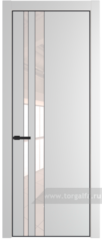 Дверь со стеклом ProfilDoors 20PA Lacobel Перламутровый лак с профилем Черный матовый RAL9005 (Крем Вайт (RAL 120-02))