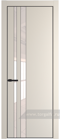 Дверь со стеклом ProfilDoors 20PA Lacobel Перламутровый лак с профилем Черный матовый RAL9005 (Кремовая Магнолия (RAL 120-04))
