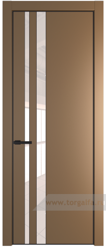 Дверь со стеклом ProfilDoors 20PA Lacobel Перламутровый лак с профилем Черный матовый RAL9005 (Перламутр золото)