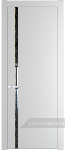 Дверь со стеклом ProfilDoors 21PA Лоран узор золото с профилем Серебро (Крем Вайт (RAL 120-02))