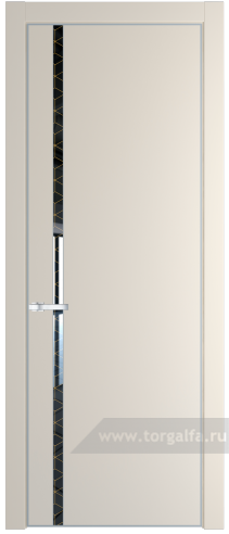 Дверь со стеклом ProfilDoors 21PA Лоран узор золото с профилем Серебро (Кремовая Магнолия (RAL 120-04))