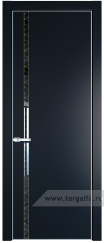 Дверь со стеклом ProfilDoors 21PA Лоран узор золото с профилем Серебро (Нэви Блу (RAL 7016))