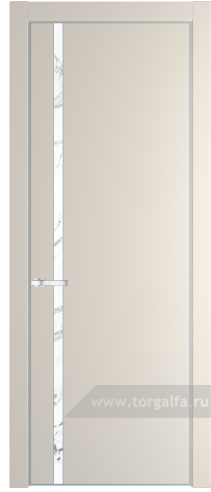 Дверь со стеклом ProfilDoors 21PA Нефи белый узор серебро с профилем Серебро (Кремовая Магнолия (RAL 120-04))