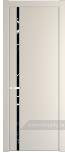 Дверь со стеклом ProfilDoors 21PA Нефи черный узор серебро с профилем Серебро (Кремовая Магнолия (RAL 120-04))