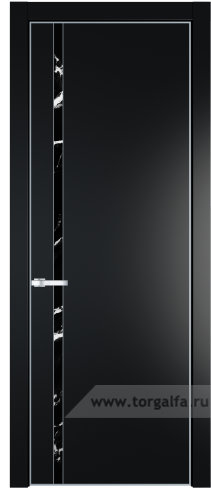 Дверь со стеклом ProfilDoors 21PA Нефи черный узор серебро с профилем Серебро (Блэк)