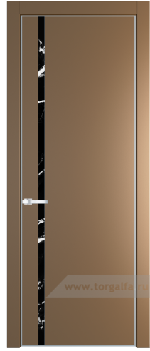 Дверь со стеклом ProfilDoors 21PA Нефи черный узор серебро с профилем Серебро (Перламутр золото)