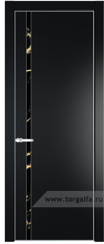 Дверь со стеклом ProfilDoors 21PA Нефи черный узор золото с профилем Серебро (Блэк)