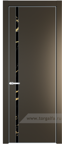 Дверь со стеклом ProfilDoors 21PA Нефи черный узор золото с профилем Серебро (Перламутр бронза)
