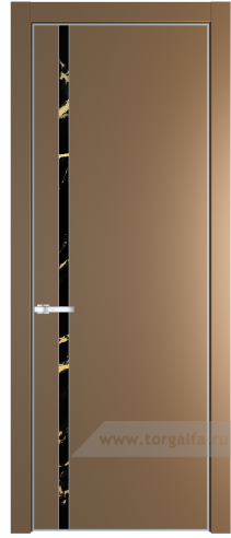 Дверь со стеклом ProfilDoors 21PA Нефи черный узор золото с профилем Серебро (Перламутр золото)