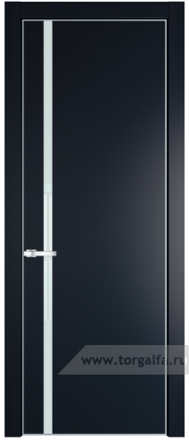 Дверь со стеклом ProfilDoors 21PA Lacobel Белый лак с профилем Серебро (Нэви Блу (RAL 7016))
