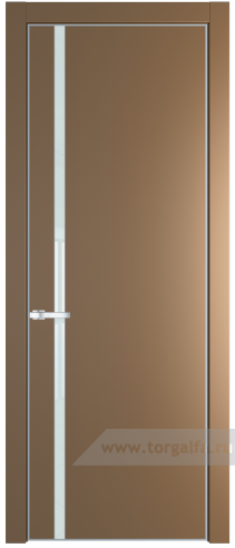 Дверь со стеклом ProfilDoors 21PA Lacobel Белый лак с профилем Серебро (Перламутр золото)
