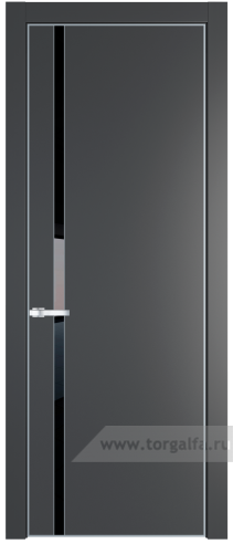 Дверь со стеклом ProfilDoors 21PA Lacobel Черный лак с профилем Серебро (Графит (Pantone 425С))