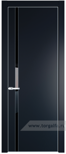 Дверь со стеклом ProfilDoors 21PA Lacobel Черный лак с профилем Серебро (Нэви Блу (RAL 7016))