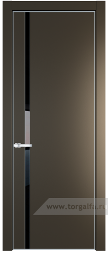 Дверь со стеклом ProfilDoors 21PA Lacobel Черный лак с профилем Серебро (Перламутр бронза)