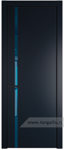 Дверь со стеклом ProfilDoors 21PA Зеркало Blue с профилем Черный матовый RAL9005 (Нэви Блу (RAL 7016))