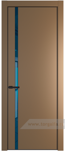 Дверь со стеклом ProfilDoors 21PA Зеркало Blue с профилем Черный матовый RAL9005 (Перламутр золото)