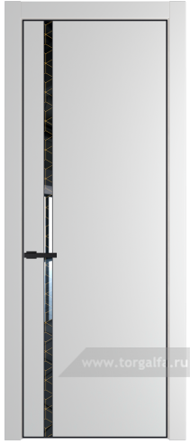 Дверь со стеклом ProfilDoors 21PA Лоран узор золото с профилем Черный матовый RAL9005 (Крем Вайт (RAL 120-02))