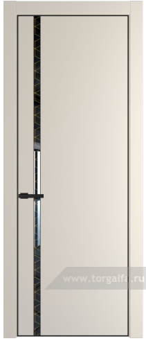 Дверь со стеклом ProfilDoors 21PA Лоран узор золото с профилем Черный матовый RAL9005 (Кремовая Магнолия (RAL 120-04))