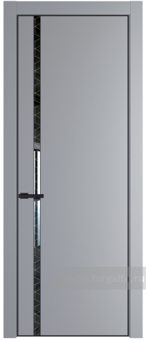Дверь со стеклом ProfilDoors 21PA Лоран узор золото с профилем Черный матовый RAL9005 (Смоки (RAL 870-02))