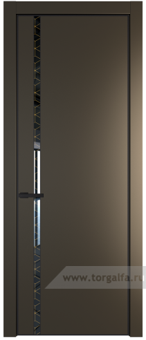 Дверь со стеклом ProfilDoors 21PA Лоран узор золото с профилем Черный матовый RAL9005 (Перламутр бронза)