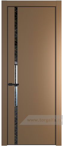Дверь со стеклом ProfilDoors 21PA Лоран узор золото с профилем Черный матовый RAL9005 (Перламутр золото)