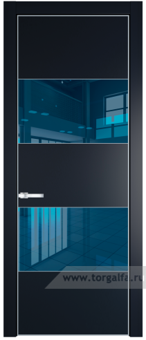 Дверь со стеклом ProfilDoors 22PA Зеркало Blue с профилем Серебро (Нэви Блу (RAL 7016))