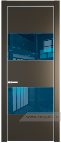 Дверь со стеклом ProfilDoors 22PA Зеркало Blue с профилем Серебро (Перламутр бронза)