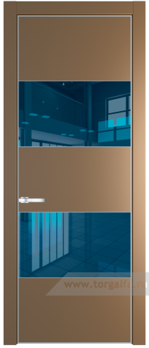 Дверь со стеклом ProfilDoors 22PA Зеркало Blue с профилем Серебро (Перламутр золото)