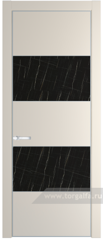 Дверь со стеклом ProfilDoors 22PA Неро мрамор с профилем Серебро (Кремовая Магнолия (RAL 120-04))
