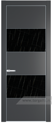 Дверь со стеклом ProfilDoors 22PA Неро мрамор с профилем Серебро (Графит (Pantone 425С))