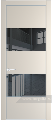 Дверь со стеклом ProfilDoors 22PA Зеркало Grey с профилем Серебро (Кремовая Магнолия (RAL 120-04))