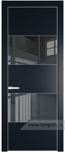 Дверь со стеклом ProfilDoors 22PA Зеркало Grey с профилем Серебро (Нэви Блу (RAL 7016))