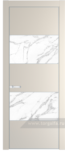 Дверь со стеклом ProfilDoors 22PA Нефи белый узор серебро с профилем Серебро (Кремовая Магнолия (RAL 120-04))