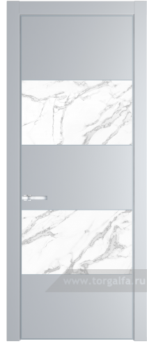 Дверь со стеклом ProfilDoors 22PA Нефи белый узор серебро с профилем Серебро (Лайт Грей (RAL 870-01))