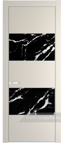 Дверь со стеклом ProfilDoors 22PA Нефи черный узор серебро с профилем Серебро (Кремовая Магнолия (RAL 120-04))