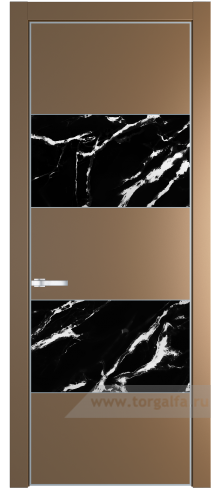 Дверь со стеклом ProfilDoors 22PA Нефи черный узор серебро с профилем Серебро (Перламутр золото)